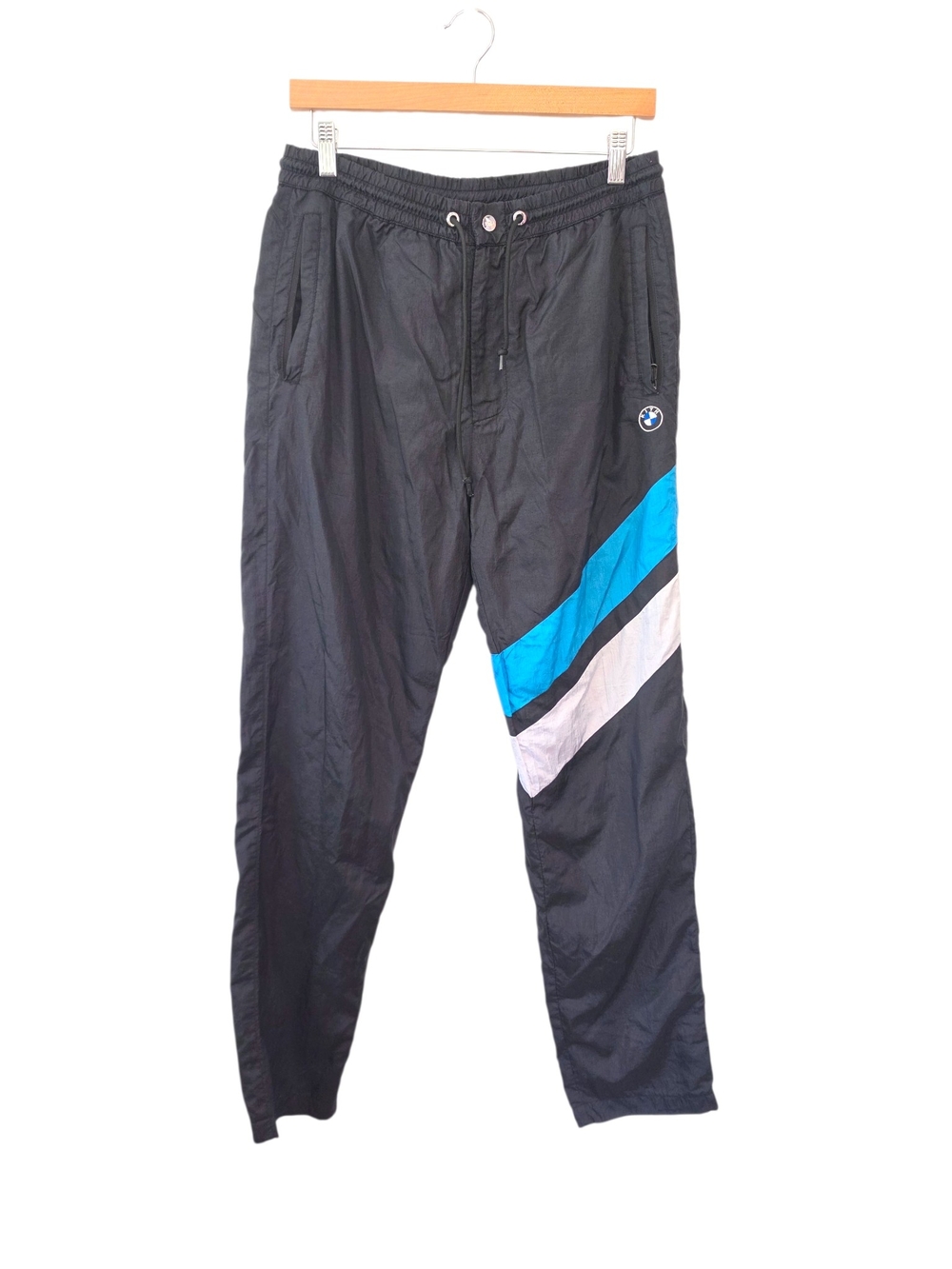 Kith BMW Motorsport Black Track Pants with Blue & White Stripe Men's Size Medium
